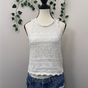 GAP White Crochet Sleeveless Tank Top Size M Beachy, Coastal, Vacation